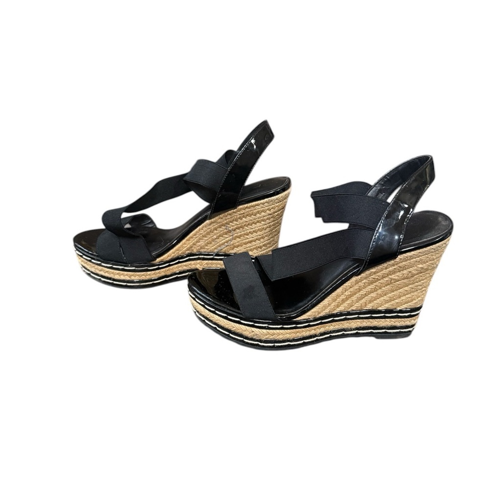Charles David Black Strappy Espadrille Wedge Sandals - Picture 3 of 6